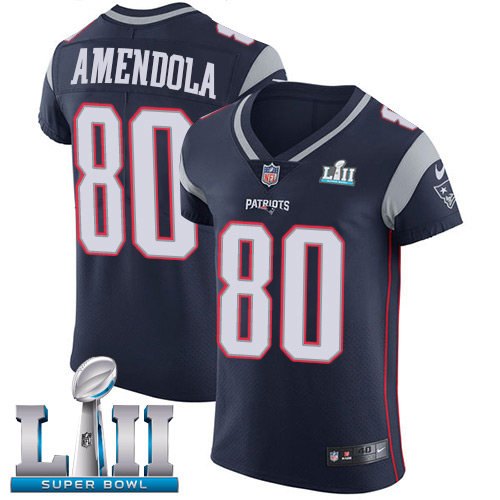 Nike Patriots #80 Danny Amendola Navy Blue Team Color Super Bowl LII Men's Stitched NFL Vapor Untouchable Elite Jersey